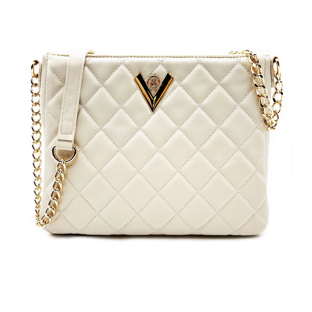 NWT Valentino Orlandi quilted midsize ivory crossbody shoulder bag $278